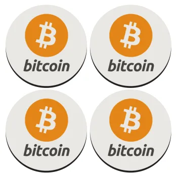 Bitcoin, ΣΕΤ 4 Σουβέρ ξύλινα στρογγυλά (9cm)