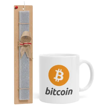 Bitcoin, Easter Set, Ceramic Cup (330ml) & Easter aromatic flat candle (30cm) (GRAY)