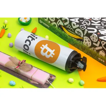 Bitcoin, Easter candle,Travel Tumbler 2 Lids, with metal straw & cleaning brush & aromatic flat candle (30cm) (PINK)