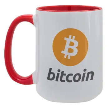 Bitcoin, Κούπα Mega 15oz, κεραμική Κόκκινη, 450ml
