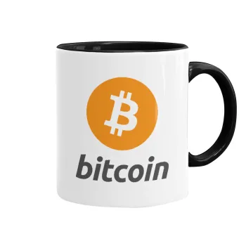 Bitcoin, Κούπα χρωματιστή μαύρη, κεραμική, 330ml