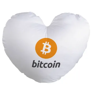 Bitcoin, Μαξιλάρι καναπέ καρδιά 40x40cm περιέχεται το  γέμισμα
