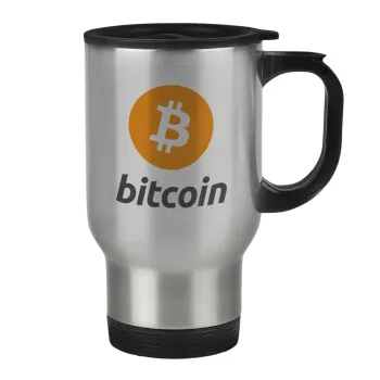 Bitcoin, Stainless steel travel mug with lid, double wall 450ml