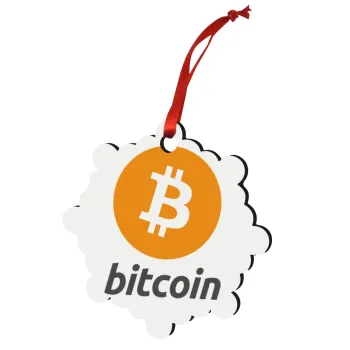 Bitcoin, Christmas ornament snowflake wooden 7.5cm