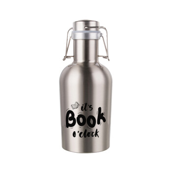 It's Book O'Clock, Μεταλλικό παγούρι Inox (Stainless steel) με καπάκι ασφαλείας 1L