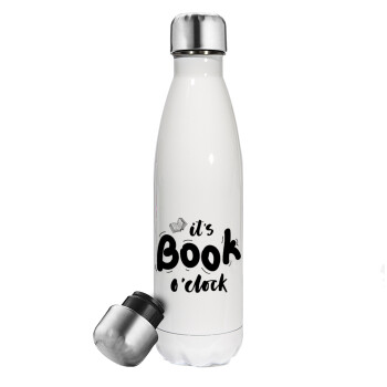 It's Book O'Clock, Metal mug thermos White (Stainless steel), double wall, 500ml