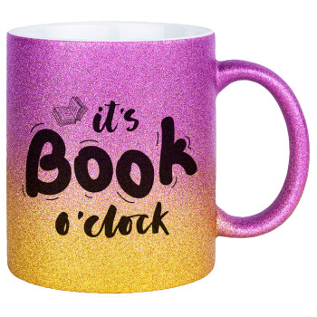 It's Book O'Clock, Κούπα Χρυσή/Ροζ Glitter, κεραμική, 330ml