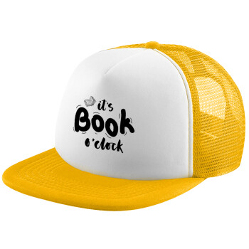 It's Book O'Clock, Καπέλο παιδικό Soft Trucker με Δίχτυ ΚΙΤΡΙΝΟ/ΛΕΥΚΟ (POLYESTER, ΠΑΙΔΙΚΟ, ONE SIZE)