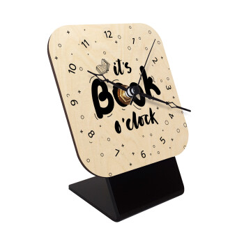 It's Book O'Clock, Quartz Table clock in natural wood (10cm)