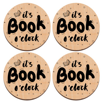 It's Book O'Clock, ΣΕΤ x4 Σουβέρ ξύλινα στρογγυλά plywood (9cm)