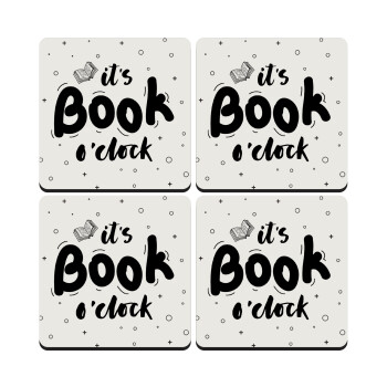 It's Book O'Clock, ΣΕΤ 4 Σουβέρ ξύλινα τετράγωνα (9cm)
