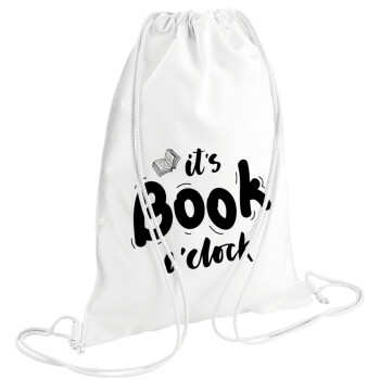 It's Book O'Clock, Τσάντα πλάτης πουγκί GYMBAG λευκή (28x40cm)