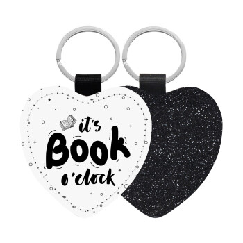It's Book O'Clock, Μπρελόκ PU δερμάτινο glitter καρδιά ΜΑΥΡΟ