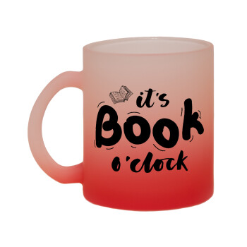 It's Book O'Clock, Κούπα γυάλινη δίχρωμη με βάση το κόκκινο ματ, 330ml