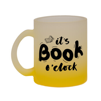 It's Book O'Clock, Κούπα γυάλινη δίχρωμη με βάση το κίτρινο ματ, 330ml