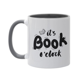 It's Book O'Clock, Κούπα χρωματιστή γκρι, κεραμική, 330ml