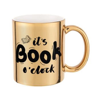 It's Book O'Clock, Κούπα κεραμική, χρυσή καθρέπτης, 330ml