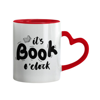 It's Book O'Clock, Κούπα καρδιά χερούλι κόκκινη, κεραμική, 330ml