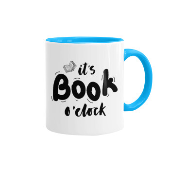 It's Book O'Clock, Mug colored light blue, ceramic, 330ml