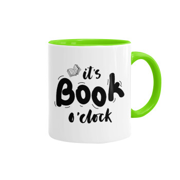 It's Book O'Clock, Mug colored light green, ceramic, 330ml