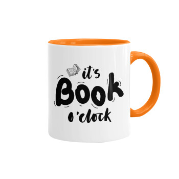 It's Book O'Clock, Mug colored orange, ceramic, 330ml
