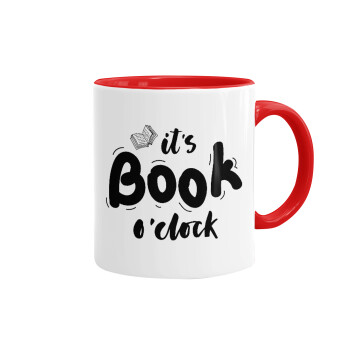 It's Book O'Clock, Κούπα χρωματιστή κόκκινη, κεραμική, 330ml