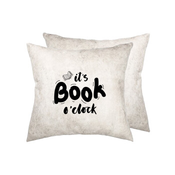 It's Book O'Clock, Μαξιλάρι καναπέ Δερματίνη Γκρι 40x40cm με γέμισμα
