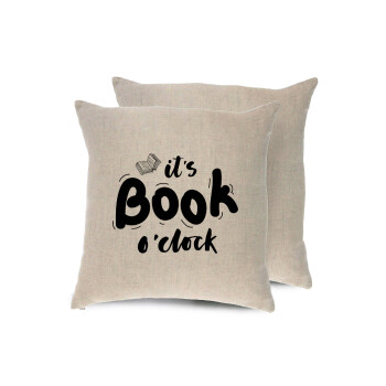 It's Book O'Clock, Μαξιλάρι καναπέ ΛΙΝΟ 40x40cm περιέχεται το  γέμισμα