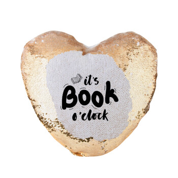 It's Book O'Clock, Μαξιλάρι καναπέ καρδιά Μαγικό Χρυσό με πούλιες 40x40cm περιέχεται το  γέμισμα
