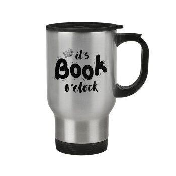 It's Book O'Clock, Stainless steel travel mug with lid, double wall 450ml