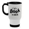 It's Book O'Clock, Κούπα ταξιδιού ανοξείδωτη με καπάκι, διπλού τοιχώματος (θερμό) λευκή 450ml