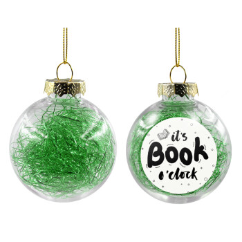 It's Book O'Clock, Χριστουγεννιάτικη μπάλα δένδρου διάφανη με πράσινο γέμισμα 8cm