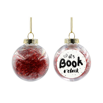 It's Book O'Clock, Χριστουγεννιάτικη μπάλα δένδρου διάφανη με κόκκινο γέμισμα 8cm