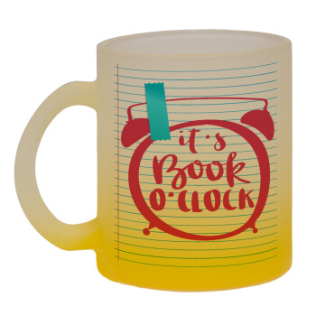 It's Book O'Clock lines, Κούπα γυάλινη δίχρωμη με βάση το κίτρινο ματ, 330ml
