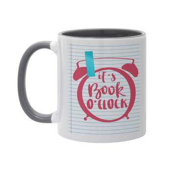 It's Book O'Clock lines, Mug colored grey, ceramic, 330ml