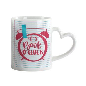 It's Book O'Clock lines, Mug heart handle, ceramic, 330ml