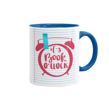 It's Book O'Clock lines, Mug colored blue, ceramic, 330ml
