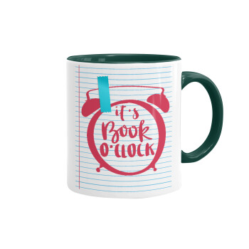 It's Book O'Clock lines, Mug colored green, ceramic, 330ml