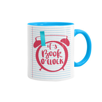 It's Book O'Clock lines, Mug colored light blue, ceramic, 330ml