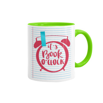 It's Book O'Clock lines, Mug colored light green, ceramic, 330ml