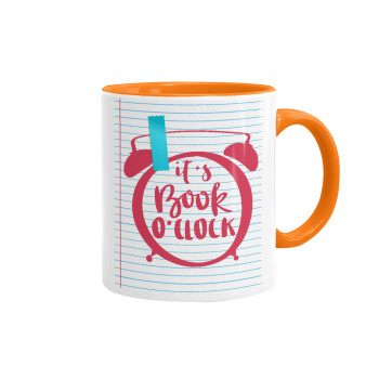 It's Book O'Clock lines, Κούπα χρωματιστή πορτοκαλί, κεραμική, 330ml