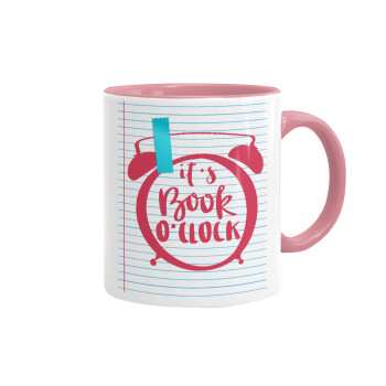It's Book O'Clock lines, Mug colored pink, ceramic, 330ml