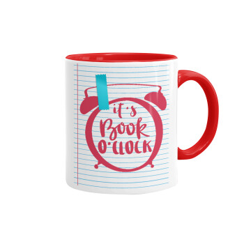 It's Book O'Clock lines, Mug colored red, ceramic, 330ml
