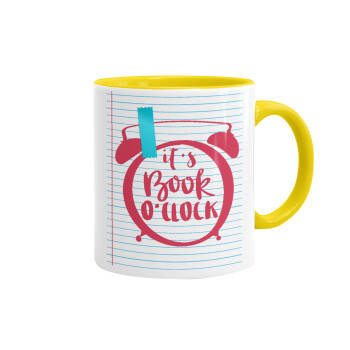 It's Book O'Clock lines, Mug colored yellow, ceramic, 330ml