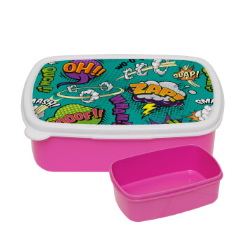 Comic oh, ΡΟΖ παιδικό δοχείο φαγητού (lunchbox) πλαστικό (BPA-FREE) Lunch Βox M18 x Π13 x Υ6cm