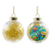 Transparent Christmas tree ball ornament with gold filling 8cm