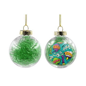 Comic oh, Χριστουγεννιάτικη μπάλα δένδρου διάφανη με πράσινο γέμισμα 8cm