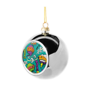 Comic oh, Silver 8cm Christmas tree ball ornament