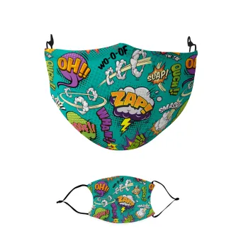 Comic oh, Μάσκα υφασμάτινη παιδική πολλαπλών στρώσεων με υποδοχή φίλτρου