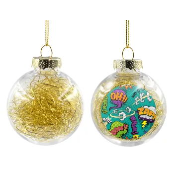 Comic oh, Transparent Christmas tree ball ornament with gold filling 8cm